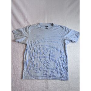 Uniqlo H Brown Wave of Aloha Blue Short‎ Sleeve Shirt Men's Large *